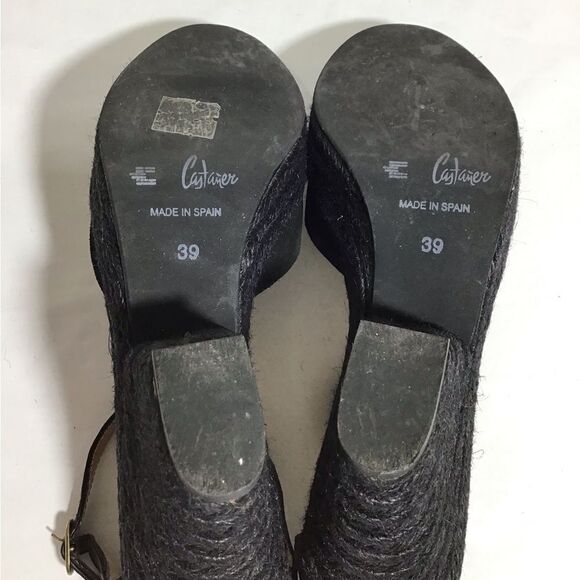 Tuckernuck Castaner Black Suede Espadrilles Jute Wrap Platform Heel Shoe Size 39 - Picture 5 of 15